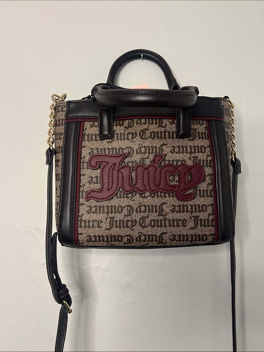 Juicy Couture Black, Brown and Burgundy Logo Crossbody Satchel